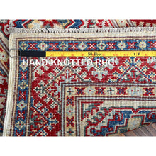 Load image into Gallery viewer, 2&#39;x3&#39; Chiffon White, Colorful Kazak with Geometric Medallions Design, Vegetable Dyes, Soft and Vibrant Wool, Hand Knotted, Denser Weave, Sample, Mat, Oriental Rug Sh367 FWR2202
