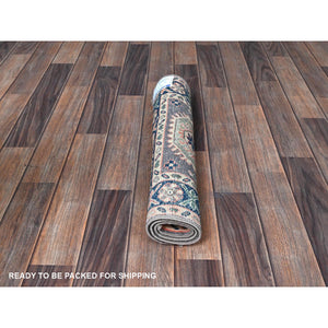 2'x2'8" Pewter Gray, Kazak With Geometric Pattern, Soft And Shiny Wool, Hand Knotted, Vegetable Dyes, Denser Weave, Sample, Mat, Oriental Rug FWR2208