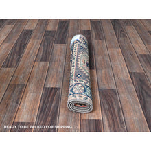 Load image into Gallery viewer, 2&#39;x2&#39;8&quot; Pewter Gray, Kazak With Geometric Pattern, Soft And Shiny Wool, Hand Knotted, Vegetable Dyes, Denser Weave, Sample, Mat, Oriental Rug FWR2208