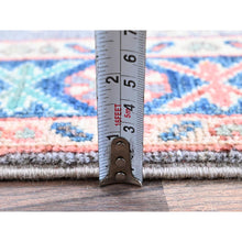 Load image into Gallery viewer, 2&#39;x2&#39;8&quot; Pewter Gray, Kazak With Geometric Pattern, Soft And Shiny Wool, Hand Knotted, Vegetable Dyes, Denser Weave, Sample, Mat, Oriental Rug FWR2208