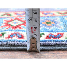 Load image into Gallery viewer, 2&#39;x3&#39; Lilac Gray, Kazak With Geometric Medallions Design, Vegetable Dyes, Hand Knotted, Soft Wool, Denser Weave, Sample, Mat, Oriental Rug FWR2214