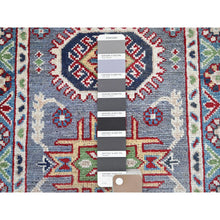 Load image into Gallery viewer, 2&#39;1&quot;x3&#39; Pewter Gray, Kazak With Geometric Medallions Design, Hand Knotted, Soft Wool, Vegetable Dyes, Denser Weave, Sample, Mat, Oriental Rug FWR2220