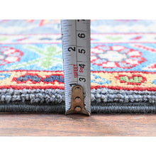 Load image into Gallery viewer, 2&#39;1&quot;x3&#39; Pewter Gray, Kazak With Geometric Medallions Design, Hand Knotted, Soft Wool, Vegetable Dyes, Denser Weave, Sample, Mat, Oriental Rug FWR2220