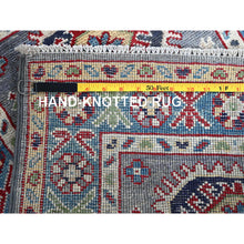 Load image into Gallery viewer, 2&#39;1&quot;x3&#39; Pewter Gray, Kazak with Geometric Medallions Design, Hand Knotted, Soft Wool, Vegetable Dyes, Denser Weave, Sample, Mat, Oriental Rug FWR2220