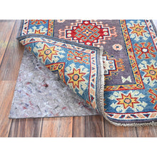 Load image into Gallery viewer, 2&#39;1&quot;x2&#39;10&quot; Quail Gray, Kazak With Geometric Medallions Design, Hand Knotted, Soft Wool, Vegetable Dyes, Denser Weave, Mat, Sample, Oriental Rug FWR2226