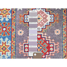 Load image into Gallery viewer, 2&#39;1&quot;x2&#39;10&quot; Quail Gray, Kazak With Geometric Medallions Design, Hand Knotted, Soft Wool, Vegetable Dyes, Denser Weave, Mat, Sample, Oriental Rug FWR2226