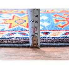 Load image into Gallery viewer, 2&#39;1&quot;x2&#39;10&quot; Quail Gray, Kazak With Geometric Medallions Design, Hand Knotted, Soft Wool, Vegetable Dyes, Denser Weave, Mat, Sample, Oriental Rug FWR2226