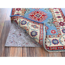 Load image into Gallery viewer, 2&#39;x3&#39; Maya Blue, Kazak with Tribal Medallions Design, Hand Knotted, Vegetable Dyes, Soft Wool, Denser Weave, Sample, Mat, Oriental Rug Sh375 FWR2250