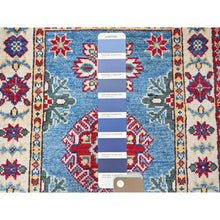Load image into Gallery viewer, 2&#39;x3&#39; Maya Blue, Kazak with Tribal Medallions Design, Hand Knotted, Vegetable Dyes, Soft Wool, Denser Weave, Sample, Mat, Oriental Rug Sh375 FWR2250
