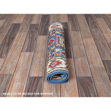 Load image into Gallery viewer, 2&#39;x3&#39; Bayern Blue, Kazak With All Over Tribal Motifs, Hand Knotted, Soft Wool, Natural Dyes, Denser Weave, Mat, Sample, Oriental Rug FWR2256