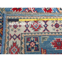 Load image into Gallery viewer, 2&#39;x3&#39; Bayern Blue, Kazak With All Over Tribal Motifs, Hand Knotted, Soft Wool, Natural Dyes, Denser Weave, Mat, Sample, Oriental Rug FWR2256