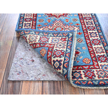 Load image into Gallery viewer, 2&#39;x2&#39;10&quot; Alaskan Blue, Kazak with Tribal Medallions Design, Vegetable Dyes, Soft Wool, Hand Knotted, Denser Weave, Sample, Mat, Oriental Rug Sh377 FWR2262