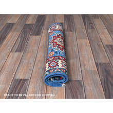 Load image into Gallery viewer, 2&#39;x2&#39;10&quot; Alaskan Blue, Kazak with Tribal Medallions Design, Vegetable Dyes, Soft Wool, Hand Knotted, Denser Weave, Sample, Mat, Oriental Rug Sh377 FWR2262