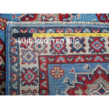 Load image into Gallery viewer, 2&#39;x2&#39;10&quot; Alaskan Blue, Kazak with Tribal Medallions Design, Vegetable Dyes, Soft Wool, Hand Knotted, Denser Weave, Sample, Mat, Oriental Rug Sh377 FWR2262