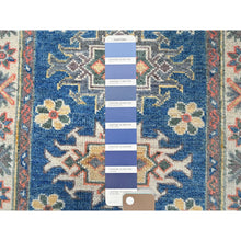 Load image into Gallery viewer, 2&#39;1&quot;x2&#39;9&quot; Imperial Blue, Hand Knotted, Kazak with Tribal Medallions Design, Vegetable Dyes, Soft Wool, Denser Weave, Sample, Mat, Oriental Rug FWR2280