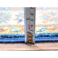 Load image into Gallery viewer, 2&#39;1&quot;x2&#39;9&quot; Imperial Blue, Hand Knotted, Kazak with Tribal Medallions Design, Vegetable Dyes, Soft Wool, Denser Weave, Sample, Mat, Oriental Rug FWR2280