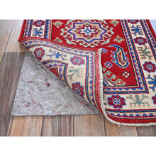 Load image into Gallery viewer, 2&#39;x3&#39; Imperial Red, Kazak with Geometric Medallion Design, Vegetable Dyes, Hand Knotted, Soft and Vibrant Wool, Denser Weave, Sample, Mat, Oriental Rug Sh382 FWR2292