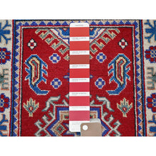 Load image into Gallery viewer, 2&#39;x3&#39; Imperial Red, Kazak with Geometric Medallion Design, Vegetable Dyes, Hand Knotted, Soft and Vibrant Wool, Denser Weave, Sample, Mat, Oriental Rug Sh382 FWR2292
