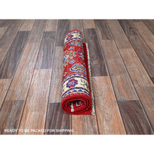 Load image into Gallery viewer, 2&#39;x3&#39; Imperial Red, Kazak with Geometric Medallion Design, Vegetable Dyes, Hand Knotted, Soft and Vibrant Wool, Denser Weave, Sample, Mat, Oriental Rug Sh382 FWR2292