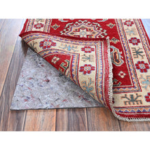 Load image into Gallery viewer, 2&#39;x3&#39; Crimson Red, Kazak With Geometric Medallion Design, Vegetable Dyes, Soft Wool, Hand Knotted, Denser Weave, Sample, Mat, Oriental Rug FWR2298