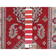 Load image into Gallery viewer, 2&#39;x3&#39; Crimson Red, Kazak With Geometric Medallion Design, Vegetable Dyes, Soft Wool, Hand Knotted, Denser Weave, Sample, Mat, Oriental Rug FWR2298
