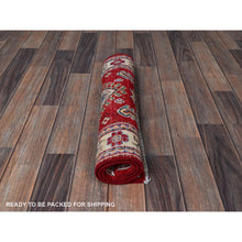 Load image into Gallery viewer, 2&#39;x3&#39; Crimson Red, Kazak with Geometric Medallion Design, Vegetable Dyes, Soft Wool, Hand Knotted, Denser Weave, Sample, Mat, Oriental Rug Sh383 FWR2298