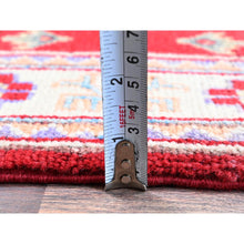 Load image into Gallery viewer, 2&#39;x3&#39; Crimson Red, Kazak With Geometric Medallion Design, Vegetable Dyes, Soft Wool, Hand Knotted, Denser Weave, Sample, Mat, Oriental Rug FWR2298