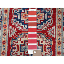 Load image into Gallery viewer, 2&#39;x3&#39; Berry Red, Kazak with Geometric Medallions Design, Hand Knotted, Soft Wool, Natural Dyes, Denser Weave, Sample, Mat, Oriental Rug Sh384 FWR2304