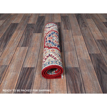 Load image into Gallery viewer, 2&#39;x3&#39; Berry Red, Kazak with Geometric Medallions Design, Hand Knotted, Soft Wool, Natural Dyes, Denser Weave, Sample, Mat, Oriental Rug Sh384 FWR2304