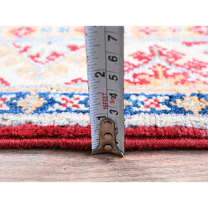 2'x3' Berry Red, Kazak with Geometric Medallions Design, Hand Knotted, Soft Wool, Natural Dyes, Denser Weave, Sample, Mat, Oriental Rug Sh384 FWR2304