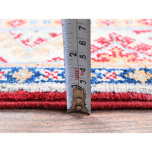 Load image into Gallery viewer, 2&#39;x3&#39; Berry Red, Kazak With Geometric Medallions Design, Hand Knotted, Soft Wool, Natural Dyes, Denser Weave, Sample, Mat, Oriental Rug FWR2304