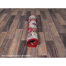 Load image into Gallery viewer, 2&#39;1&quot;x3&#39;1&quot; Prismatic Red, Kazak with Tribal Medallions Design, Vegetable Dyes, Soft Wool, Hand Knotted, Denser Weave, Sample, Mat, Oriental Rug FWR2316