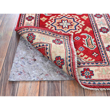 Load image into Gallery viewer, 2&#39;1&quot;x3&#39; Scarlet Red, Kazak with Geometric Medallion Design, Vegetable Dyes, Hand Knotted, Soft and Vibrant Wool, Denser Weave, Sample, Mat, Oriental Rug FWR2322
