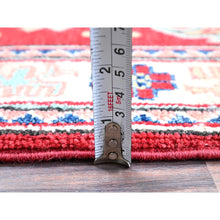 Load image into Gallery viewer, 2&#39;1&quot;x3&#39; Scarlet Red, Kazak with Geometric Medallion Design, Vegetable Dyes, Hand Knotted, Soft and Vibrant Wool, Denser Weave, Sample, Mat, Oriental Rug FWR2322