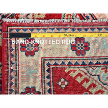 Load image into Gallery viewer, 2&#39;1&quot;x3&#39; Scarlet Red, Kazak with Geometric Medallion Design, Vegetable Dyes, Hand Knotted, Soft and Vibrant Wool, Denser Weave, Sample, Mat, Oriental Rug FWR2322