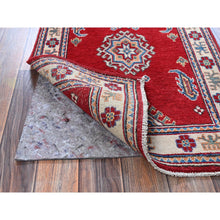 Load image into Gallery viewer, 2&#39;1&quot;x3&#39;1&quot; Crimson Red, Kazak with Geometric Medallion Design, Vegetable Dyes, Hand Knotted, Soft Wool, Denser Weave, Sample, Mat, Oriental Rug FWR2328
