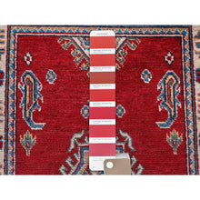 Load image into Gallery viewer, 2&#39;1&quot;x3&#39;1&quot; Crimson Red, Kazak with Geometric Medallion Design, Vegetable Dyes, Hand Knotted, Soft Wool, Denser Weave, Sample, Mat, Oriental Rug FWR2328