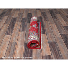 Load image into Gallery viewer, 2&#39;1&quot;x3&#39;1&quot; Crimson Red, Kazak with Geometric Medallion Design, Vegetable Dyes, Hand Knotted, Soft Wool, Denser Weave, Sample, Mat, Oriental Rug FWR2328