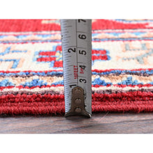 Load image into Gallery viewer, 2&#39;1&quot;x3&#39;1&quot; Crimson Red, Kazak with Geometric Medallion Design, Vegetable Dyes, Hand Knotted, Soft Wool, Denser Weave, Sample, Mat, Oriental Rug FWR2328