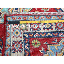 Load image into Gallery viewer, 2&#39;1&quot;x3&#39; Crimson Red, Kazak with Geometric Medallions Design, Vegetable Dyes, Soft and Shiny Wool, Hand Knotted, Denser Weave, Mat, Sample, Oriental Rug FWR2334