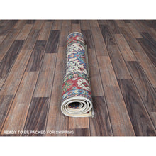 Load image into Gallery viewer, 2&#39;6&quot;x4&#39;1&quot; Alabaster White, Kazak With Geometric Medallions Design, Hand Knotted, Vegetable Dyes, Soft Wool, Denser Weave, Sample, Mat, Oriental Rug FWR2358