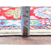 Load image into Gallery viewer, 2&#39;6&quot;x4&#39;1&quot; Alabaster White, Kazak with Geometric Medallions Design, Hand Knotted, Vegetable Dyes, Soft Wool, Denser Weave, Sample, Mat, Oriental Rug Sh393 FWR2358