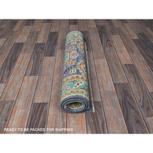 Load image into Gallery viewer, 2&#39;8&quot;x4&#39; Medium Purple, Kazak With Geometric Design, Vegetable Dyes, Hand Knotted, Soft And Shiny Wool, Denser Weave, Sample, Mat, Oriental Rug FWR2370