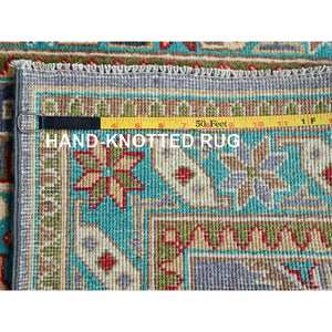 2'8"x4' Medium Purple, Kazak With Geometric Design, Vegetable Dyes, Hand Knotted, Soft And Shiny Wool, Denser Weave, Sample, Mat, Oriental Rug FWR2370
