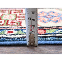 Load image into Gallery viewer, 2&#39;8&quot;x4&#39;1&quot; Maya Blue, Kazak with Tribal Medallions Design, Vegetable Dyes, Hand Knotted, Denser Weave, Soft and Vibrant Wool, Sample, Mat, Oriental Rug Sh401 FWR2406