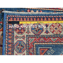Load image into Gallery viewer, 2&#39;8&quot;x4&#39; Carolina Blue, Kazak With Tribal Design, Vegetable Dyes, Hand Knotted, Soft And Shiny Wool, Denser Weave, Sample, Mat, Oriental Rug FWR2412