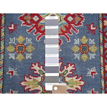 Load image into Gallery viewer, 2&#39;9&quot;x4&#39;1&quot; Yonder Blue, Kazak With Tribal Design, Vegetable Dyes, Hand Knotted, Denser Weave, Soft And Shiny Wool, Sample, Mat, Oriental Rug FWR2424