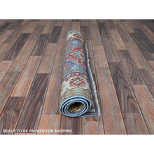 Load image into Gallery viewer, 2&#39;9&quot;x4&#39;1&quot; Yonder Blue, Kazak With Tribal Design, Vegetable Dyes, Hand Knotted, Denser Weave, Soft And Shiny Wool, Sample, Mat, Oriental Rug FWR2424