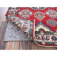 Load image into Gallery viewer, 2&#39;6&quot;x4&#39; Berry Red, Kazak With All Over Tribal Motifs, Hand Knotted, Soft And Shiny Wool, Vegetable Dyes, Denser Weave, Sample, Mat, Oriental Rug FWR2436