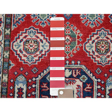 Load image into Gallery viewer, 2&#39;6&quot;x4&#39; Berry Red, Kazak With All Over Tribal Motifs, Hand Knotted, Soft And Shiny Wool, Vegetable Dyes, Denser Weave, Sample, Mat, Oriental Rug FWR2436